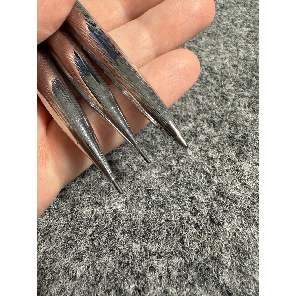 1970s SHEAFFER White Dot Ballpoint Pen + 2 Mechanical Pencil Set Silver Working‎